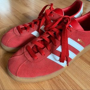 ADIDAS red suede sneakers